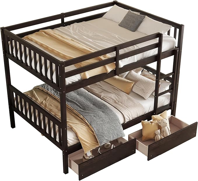 Full Over Full Bunk Bed with Storage Drawers, Convertible Bunk Beds with Ladder - Image 9