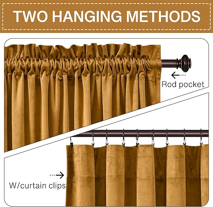 StangH Mustard Gold Velvet Fall Curtains - Image 3