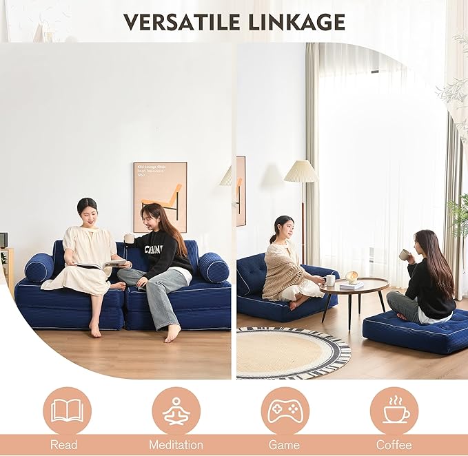 Plus Futon Sofa Bed for Small Spaces, Floor Couch - Image 3