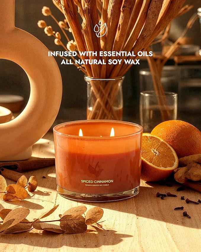 96NORTH Luxury Spiced Cinnamon Candle | Large 3 Wick Jar Candle | Up to 50 - Image 2