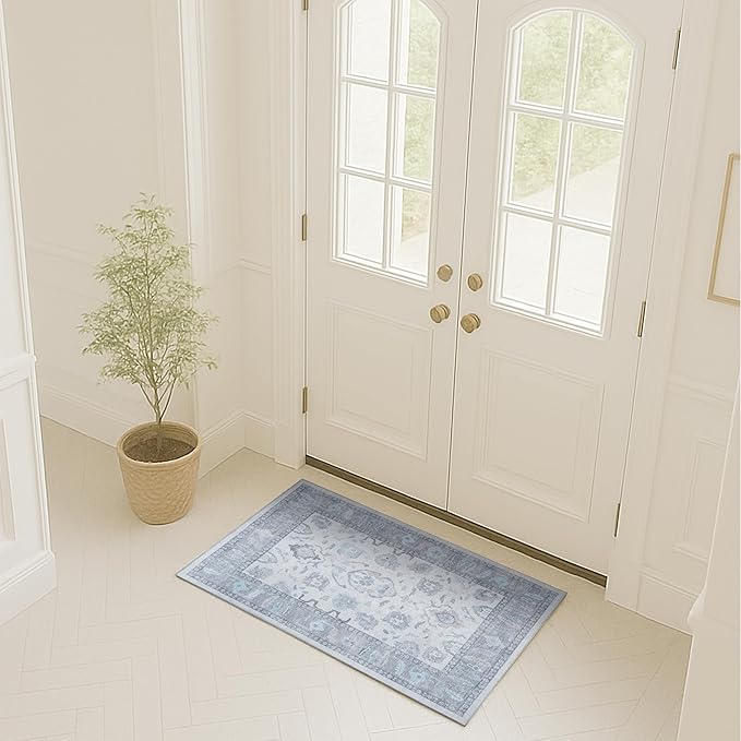Fame Rugs Gray Modern Oushak Rug 2x3, Vintage Doormat Turkish Colorful Oriental by FameRugs