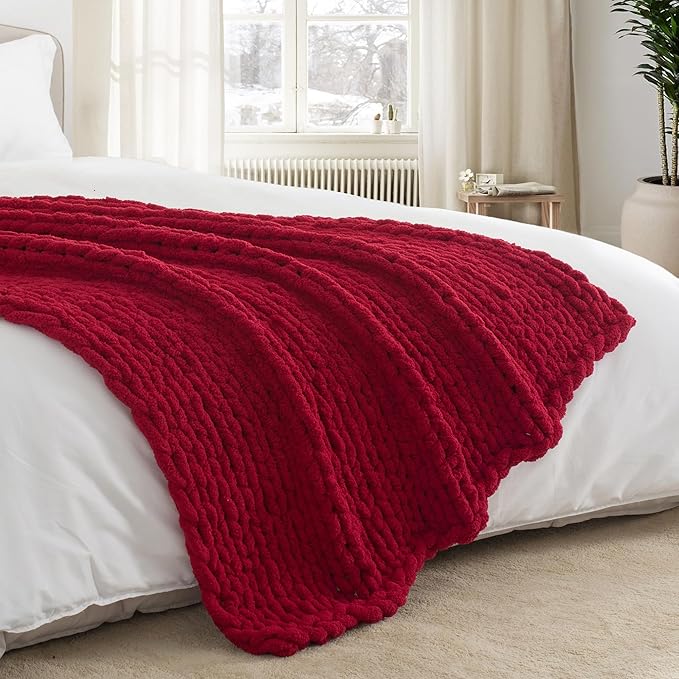 Chunky Knit Throw Blanket 60"X 80", 100% Handmade - Image 8