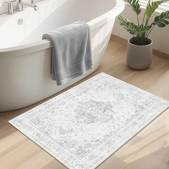 2x3 Vintage Washable Area Rugs for Entryway Soft Non-Slip Bath Mat Boho - Image 3