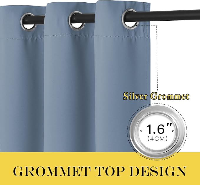 NICETOWN Stone Blue Short Blackout Curtain - Image 2