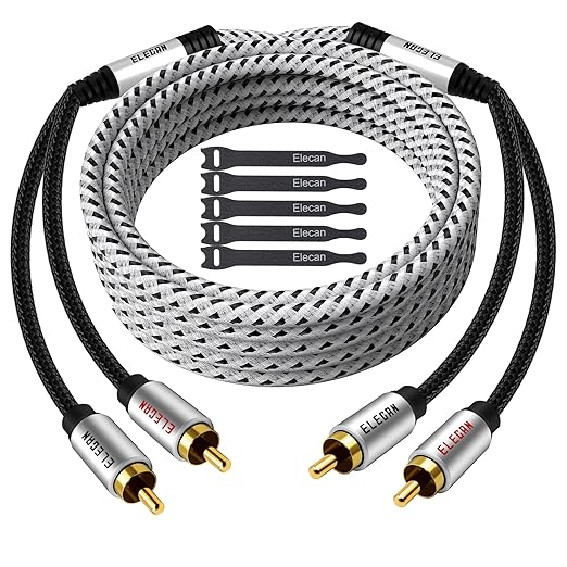 Elecan Premium RCA Cable 75 Ft 2 RCA Male to 2 RCA Male Stereo Audio Cable by Elecan