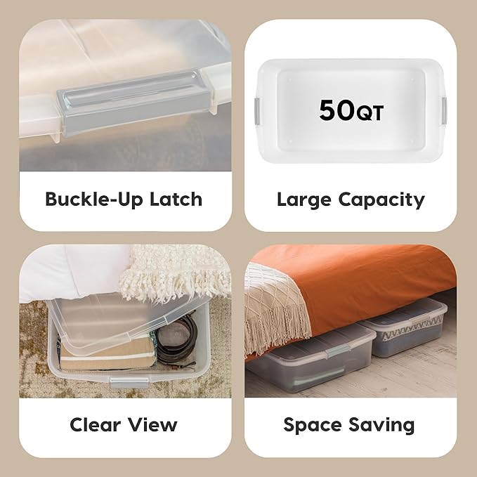 IRIS USA 50 Qt Plastic Under Bed Storage Organizer Bin Container - Image 3