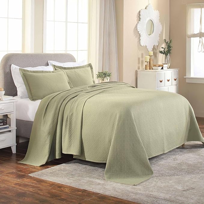 Superior 3 Piece Basketweave Cotton Bedspread Set, Home Bed Decor, Decorative by SUPERIOR