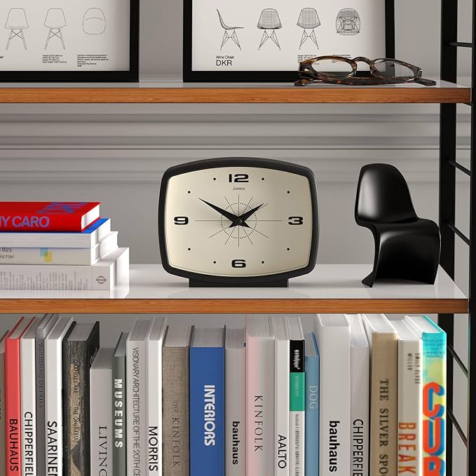 JONES CLOCKS® Film Desk Clock | Retro Rectangular Design | Black | Retro Design - Image 3