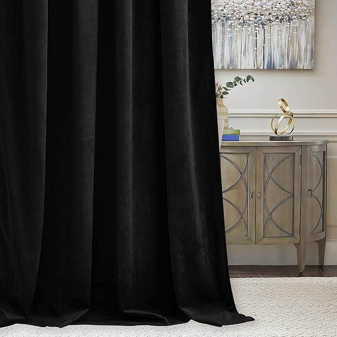 RYB Home Black Velvet Curtains 84 inches - Image 6
