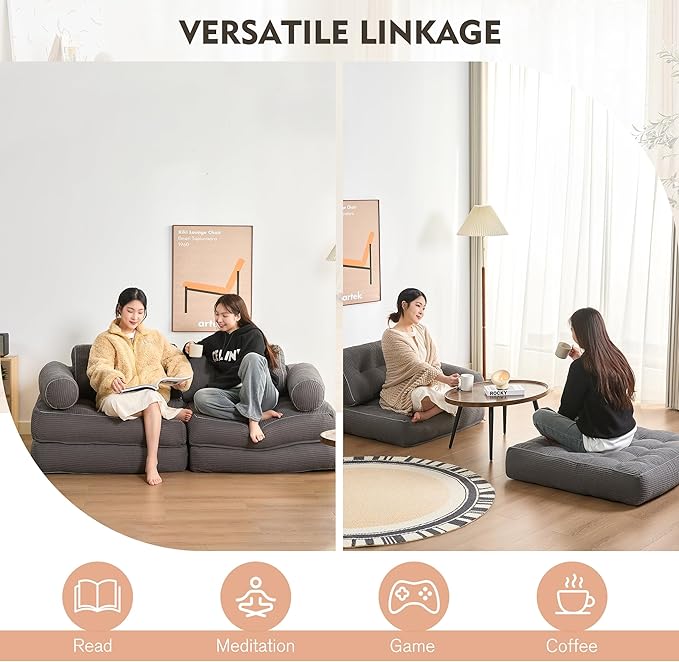 Plus Futon Sofa Bed for Small Spaces, Floor Couch - Image 3
