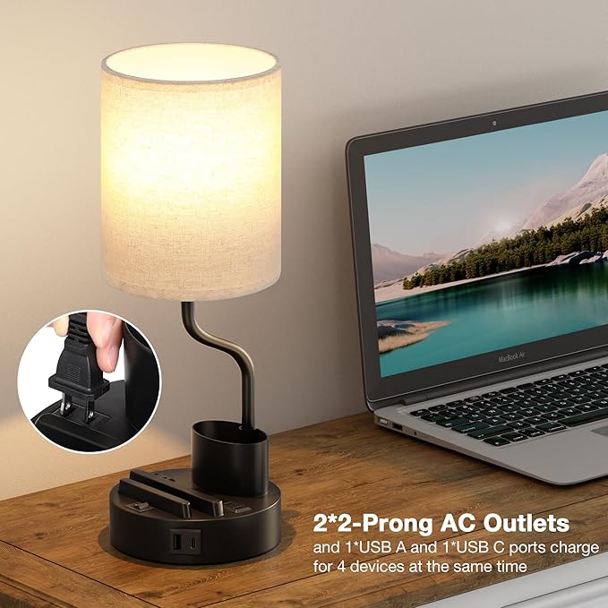 Bedside Table Lamps for Bedroom Set of 2 - Image 4