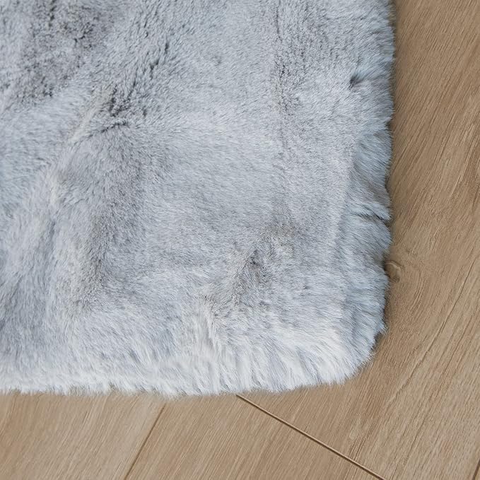 Faux Fuzzy Machine Washable Bunny Fur Area Rugs - Image 9