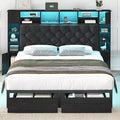 Full Size Bed Frame with Bookcase Headboard and Storage Drawers, 51.2" Metal by Siihnon