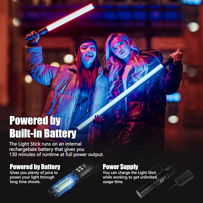 Mettlelite LS400C RGB LED Light Stick Full Color Continuous Output Video Light - Image 3