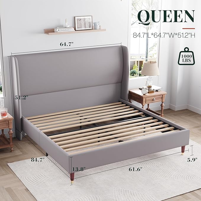 Jocisland Queen Upholstered Platform Bed Frame - Image 2