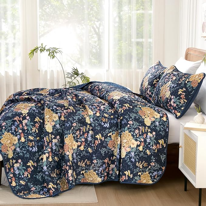 WONGS BEDDING Quilt King Size, Botanical Quilt - Image 3