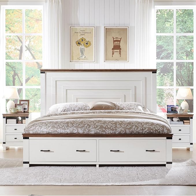 T4TREAM Farmhouse Queen Size Bed Frame - Image 4