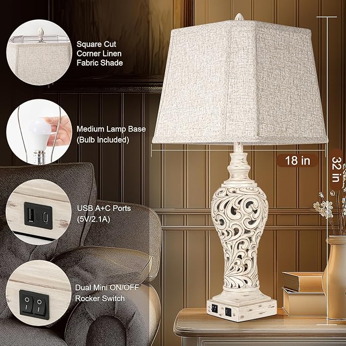 32" Tall Table Lamps Set of 2 - Image 2