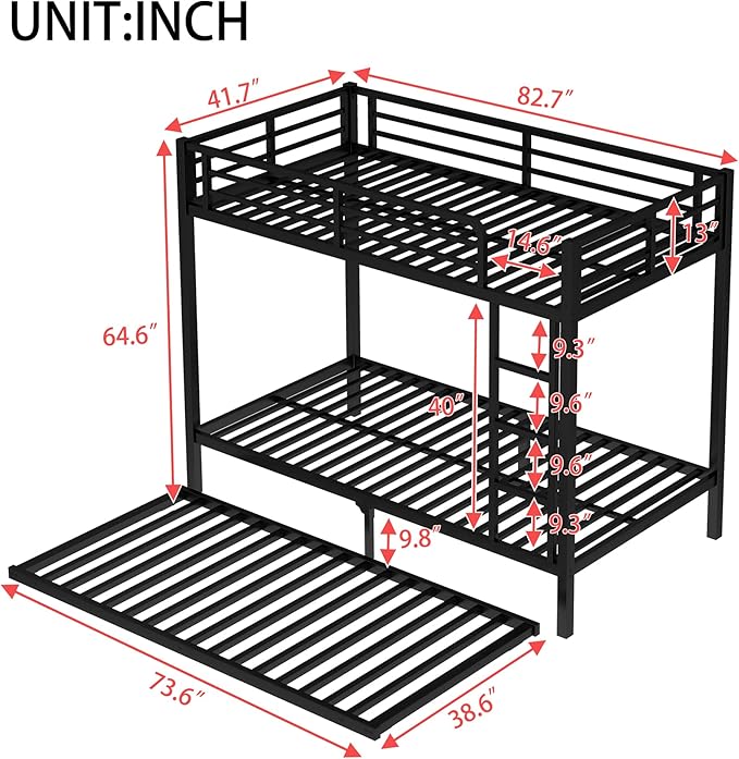 Upgraded Version Thicken Stronger Metal Heavy-Duty Twin XL Bunk Bed - Image 2