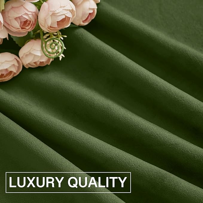 StangH Luxury Velvet Blackout Window Drapes Moss Green Curtains - Image 8