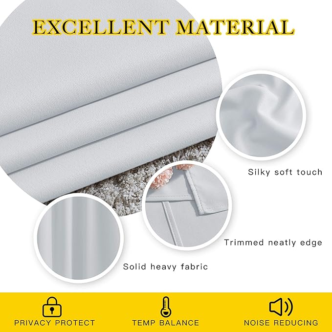 NICETOWN Blackout Living Room Curtains Greyish White - Image 4