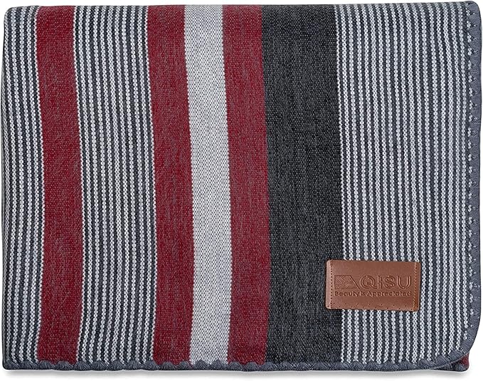 Qisu Alpaca Wool Blanket Throw | Queen, Stripes | 85 x 65 inches | Ultra-Soft by QISU
