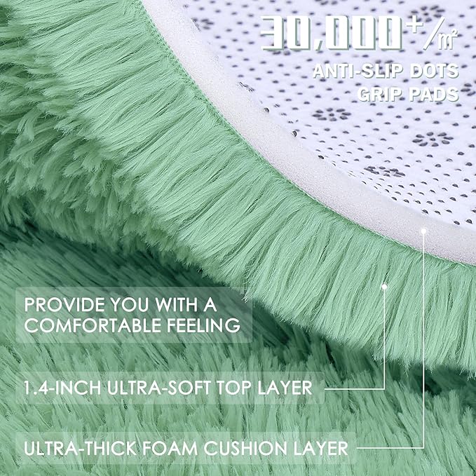 OLANLY Mint Green Round Rugs for Bedroom - Image 6