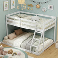 KOMFOTT Low Bunk Bed Twin Over Full, Solid Wood Twin Bed Frame by KOMFOTT