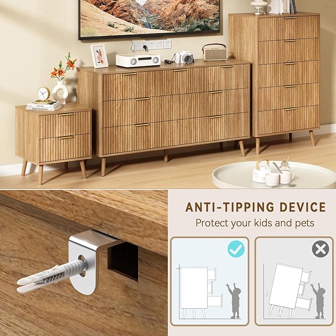 CARPETNAL Fluted 7 Drawer Dresser - Image 8
