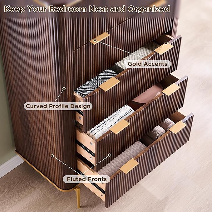 T4TREAM Fluted 5 Drawers Dresser - Image 3