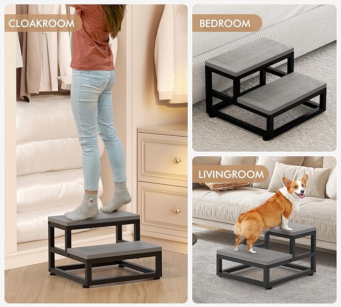 Y&M Two Step Stool for Adults Kids, Bed Step Foot Stool - Image 7