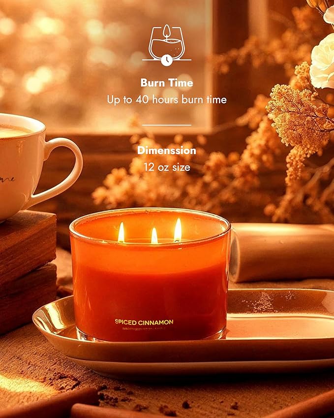 96NORTH Luxury Spiced Cinnamon Candle | Large 3 Wick Jar Candle | Up to 50 - Image 3