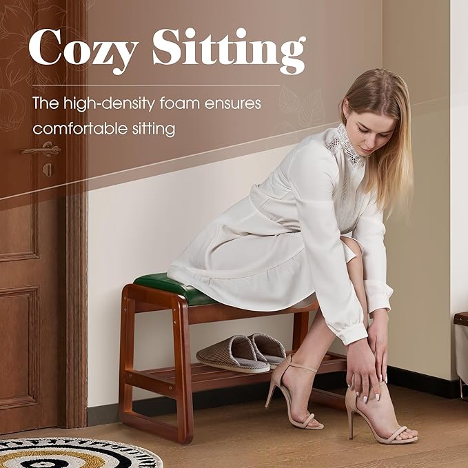 HABUTWAY Solid Wood Shoe Rack, Entryway Shoe Bench - Image 3