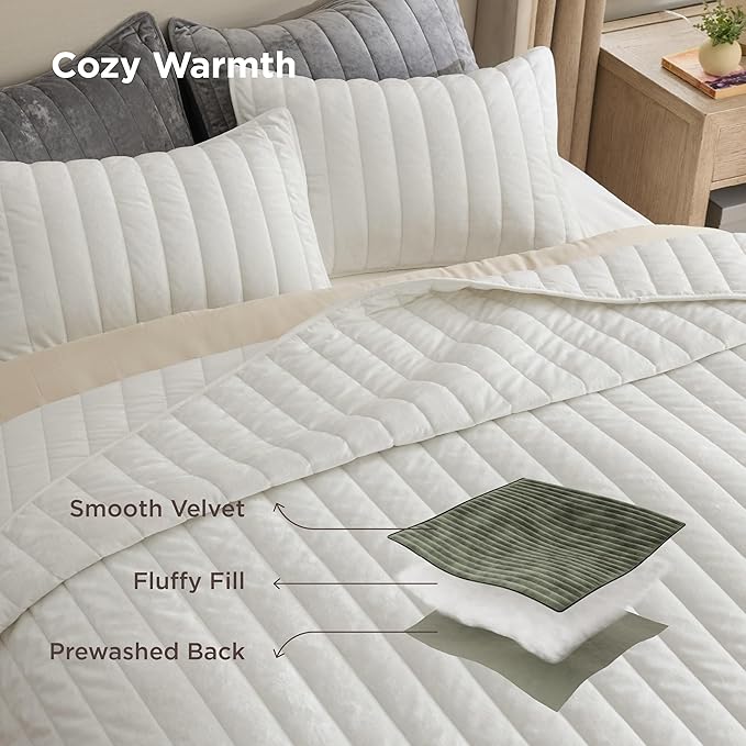 Bedsure Velvet Quilt King Size Set - Image 5