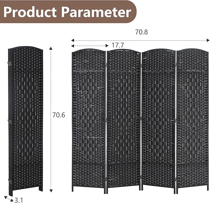 4 Panel Room Divider Folding Privacy Divider 6 Ft Indoor Wall Divider Portable - Image 7