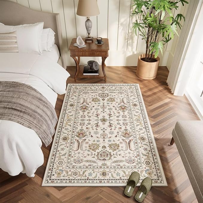 Washable 3x5 Entryway Rug, Boho Non-Slip Vintage Distress Small Rugs - Image 2