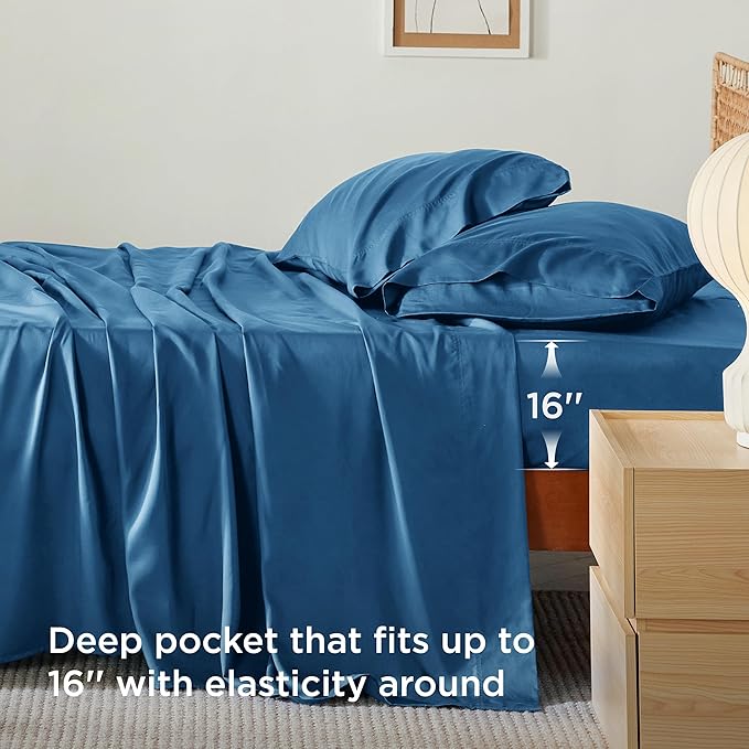 Bedsure Full Size Bed Sheets, Cooling Sheets, Rayon Derived from Bamboo - Image 4