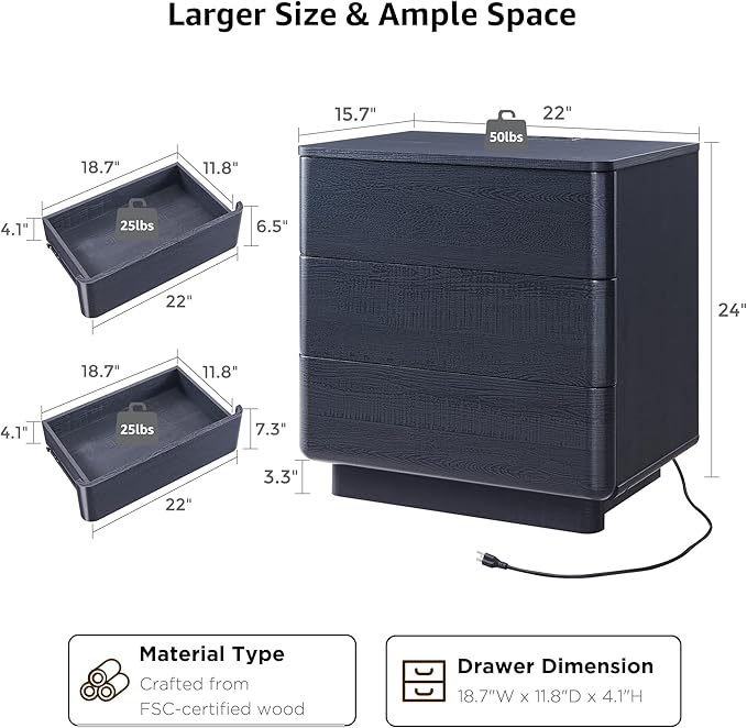JXQTLINGMU 22" Modern Nightstand - Image 2