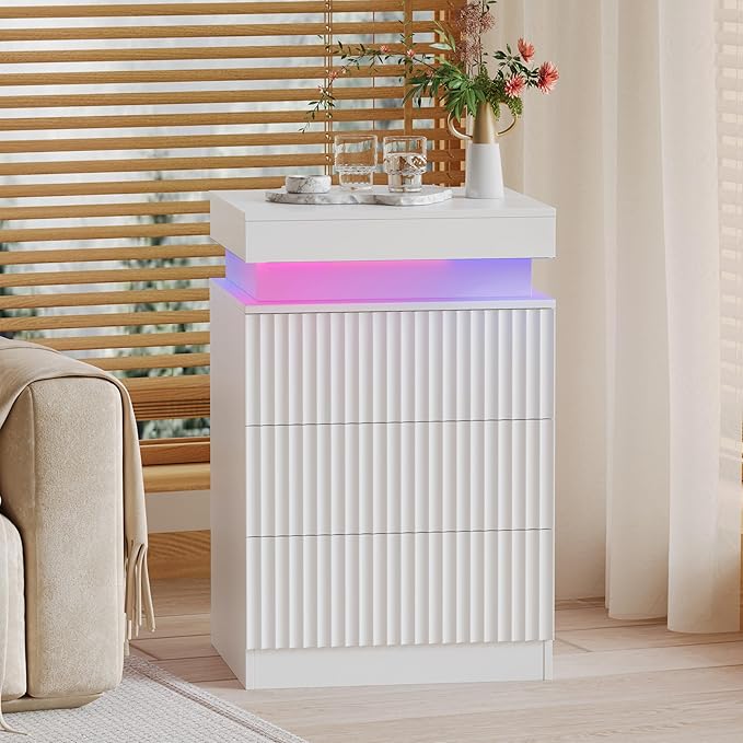Nightstand Set of 2 for Bedroom, LED Nightstand - Image 7