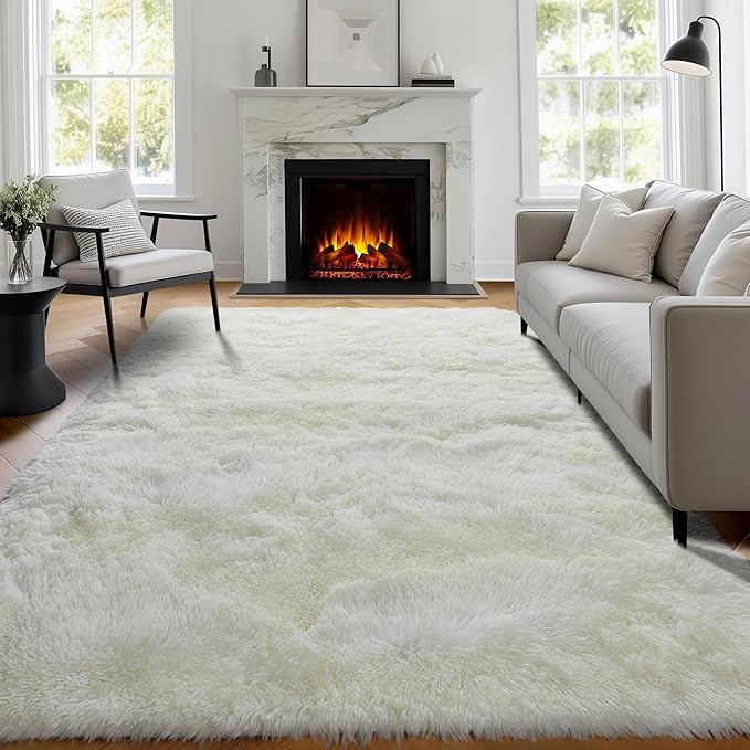PAGISOFE Soft Living Room Rug 8x10, Cream Rugs - Image 3
