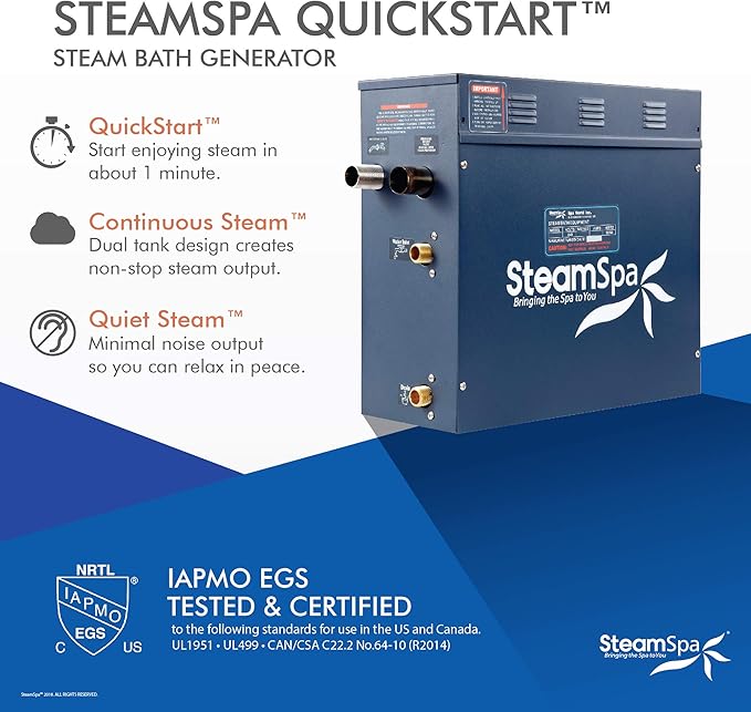 SteamSpa Executive 7.5 KW QuickStart ACU-Steam Bath Generator Package - Image 3