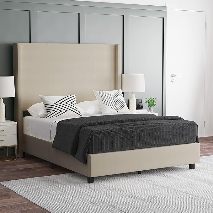EMMA + OLIVER Nora Full Size Faux Linen Upholstered Platform Bed by EMMAOLIVER