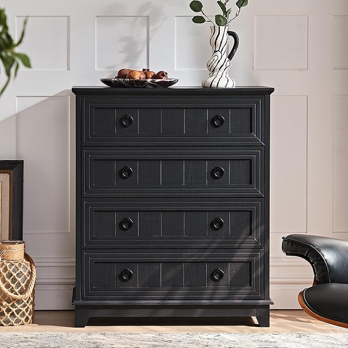 Farmhouse 4 Drawer Dresser for Bedroom, Rustic Wood Dresser - Image 6