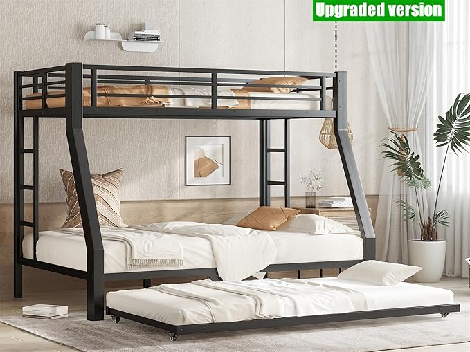 Higher Quality & Stronger Metal Bunk Bed Twin Over Full Size Bunkbed Frame - Image 9