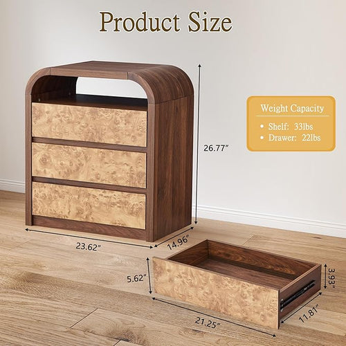 3 Drawer Dresser for Bedroom, Modern Chest of Drawers - Image 2