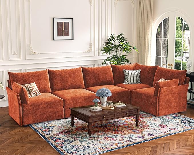 ABCASA 135.5" Oversized Modular Sectional Sofa, L Shaped Convertible Couch by ABCASA