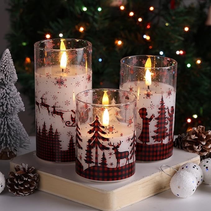 Eywamage Christmas Flameless Pillar Candles - Image 5