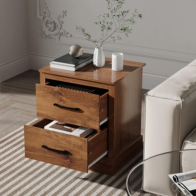 Giantex Farmhouse Nightstand Set of 2, Wood Bedside Table - Image 4