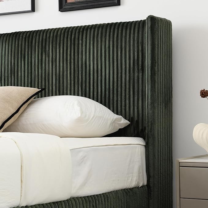 PINJU Twin Size Bed Frame, Upholstered Platform Bed - Image 9