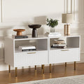 White Nightstand Set of 2, Modern Nightstand by Housoul